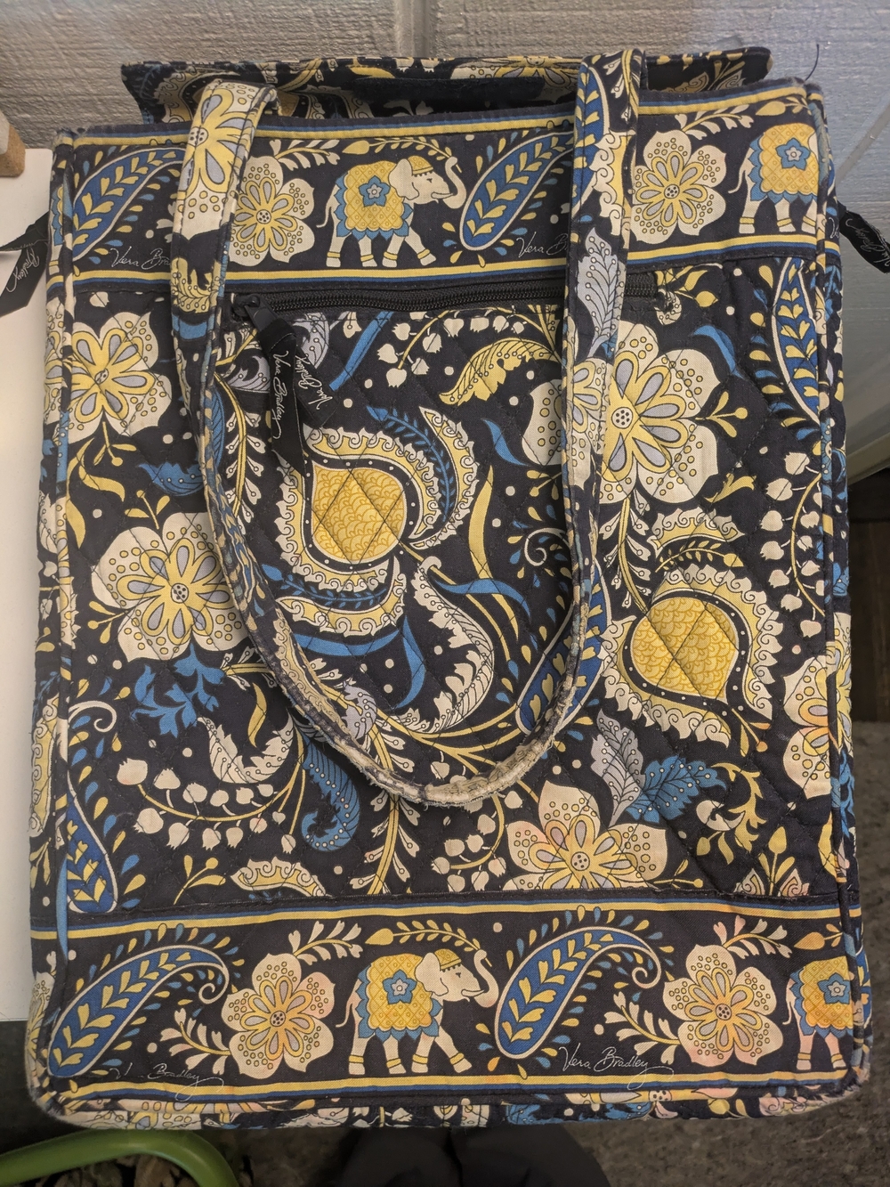 Vera Bradley Blue & Yellow Floral Quilted Tote